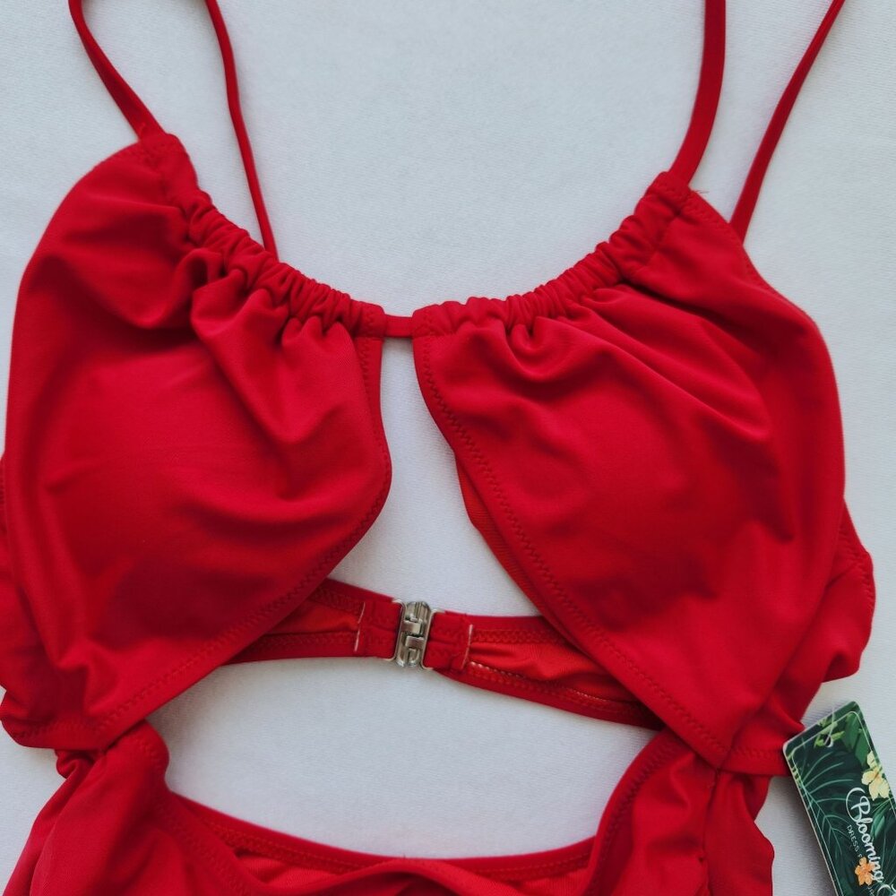 Blooming Jelly Red Cutout One Piece Swimsuit Monokini Beach Pool Vacation Sexy - Picture 3 of 6